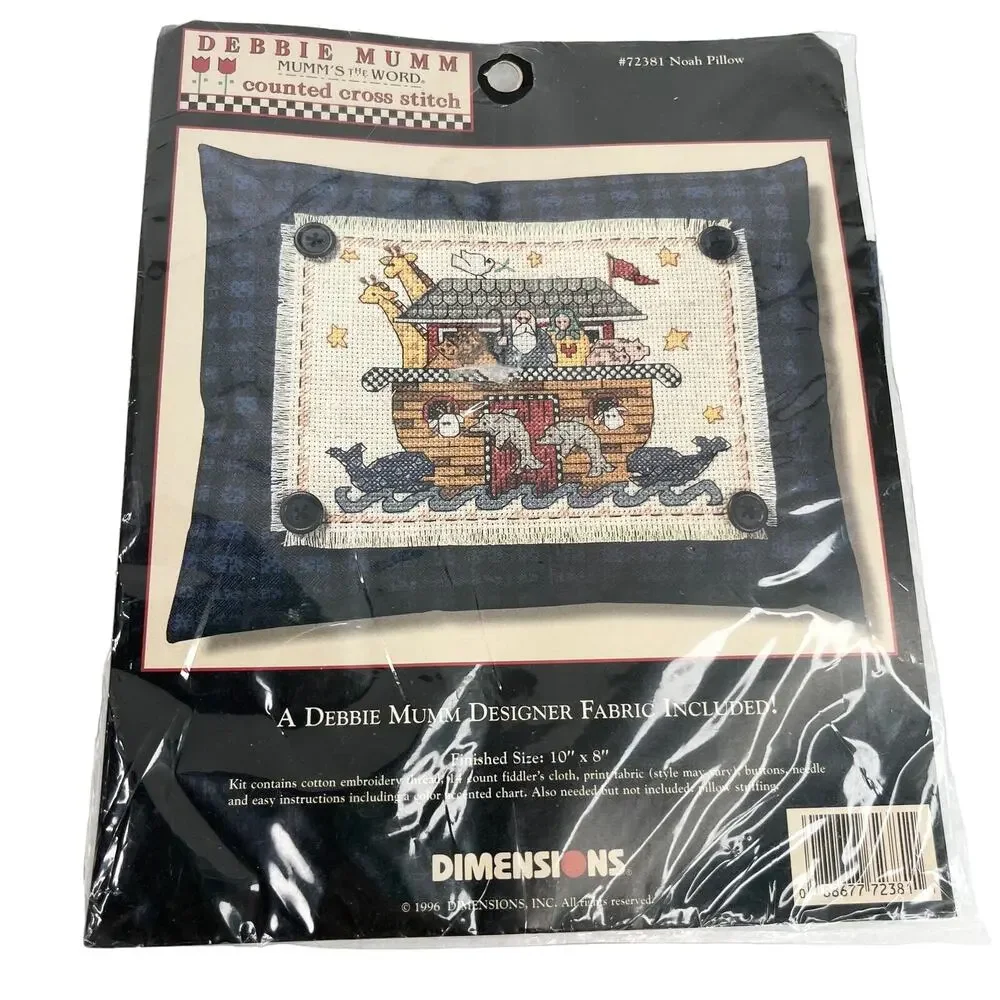 Debbie Mumm Vintage Noah's Ark Pillow Counted Cross Stitch Kit #72381 New